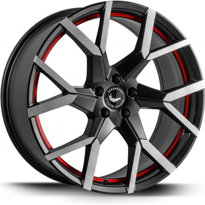 Barracuda TZUNAMEE EVO 8x18 5x100 ET33 dark gunmetal brushed surface trim red