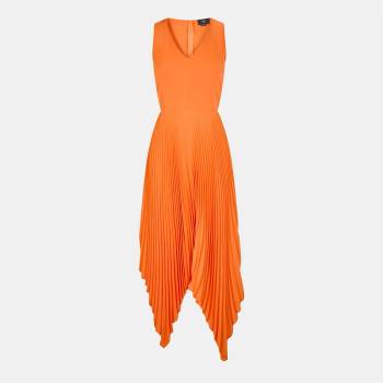 AX Paris Пола AX Paris V Neck Pleated Skirt Belted Waist Midi Dress - Blood Orange