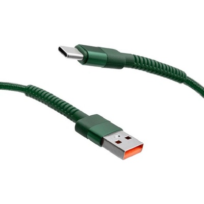 MobilNET KAB-0251-USB-TYPEC Dátový a nabíjací pletený USBUSB-C, 3A, 2m, zelený