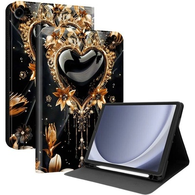 Vsechnonamobil 133266 ART Zaklápěcí pouzdro pro Samsung Galaxy Tab A9 / Galaxy Tab A11 BLACK HEART