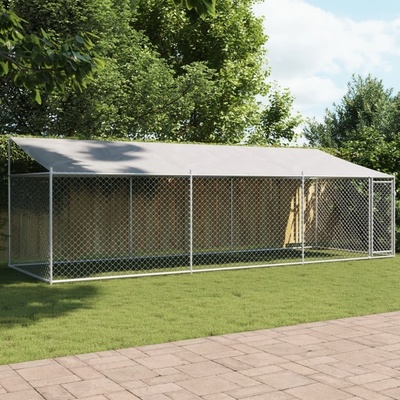 vidaXL Klec pro psy se střechou a dvířky šedá 600 x 200 x 200 cm – Zboží Dáma