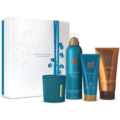 Rituals The Ritual of Hammam Gift Set M sprchovacie mydlo 150 ml + sprchovacia pena 200 ml + telový krém 100 ml + vonná sviečka 140 g darčeková sada