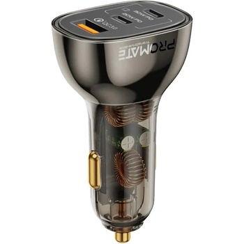 Promate Зарядно за кола ProMate - TransDrive-80W, USB-C, 80W, черно/прозрачно (6959144064000)