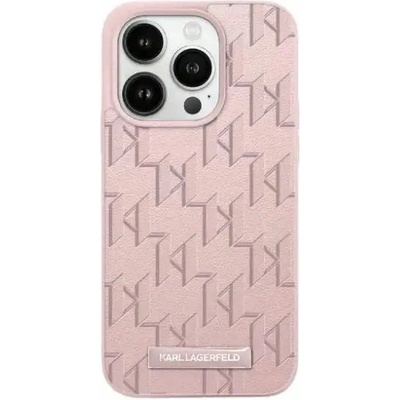 KARL LAGERFELD Кейс Karl Lagerfeld Leather Monogram Metal Logo за iPhone 15 Pro, розов (3666339253929)
