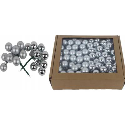 Morex Sklenené vianočné gule na striebornom drôtiku, priemer 2,5 cm, S0571-28/BOX 144 ks