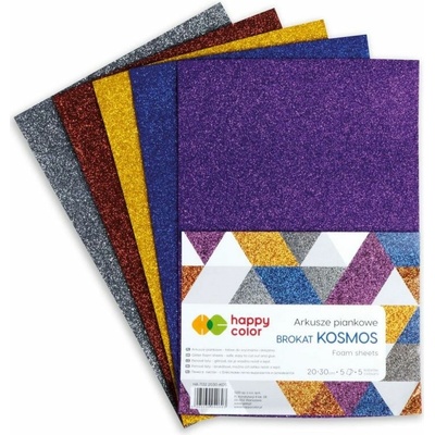 happy color Sada pěnovky A4 (5ks) třpytivá základní mix