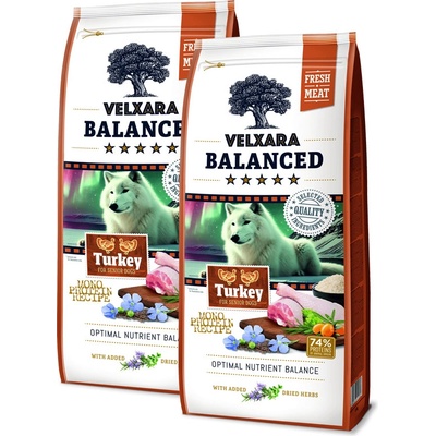 Velxara Balanced FM Dog Senior Monoprotein Turkey & Rice 2 x 12 kg