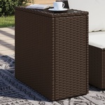 vidaXL Градинска маса със стъклен плот kафяв 58x27, 5x55 см полиратан (366214)