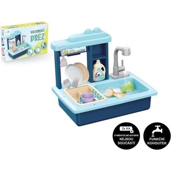 Teddies Синя мивка за съдове + батерия за вода на батерии пластмаса с аксесоари в кутия