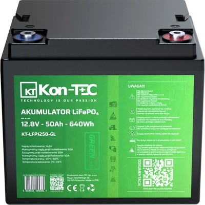 Kon-Tec KT-LFP1250-GL Green Line Lithium-železo-fosfátová LiFePO4 12V, 12,8V 50Ah