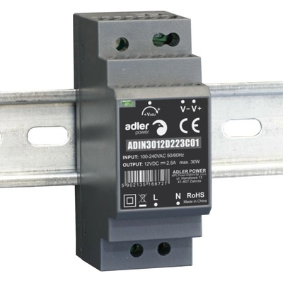 ADLER ADIN Průmyslový zdroj na DIN 12 / 24 V - 12V, 30W