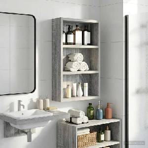 vidaXL Банен стенен шкаф Сиво Сонома 30 x 10 x 50 см (889316)