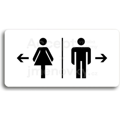 ACCEPT Piktogram WC ŽENY VLEVO, WC MUŽI VPRAVO - bílá tabulka - černý tisk bez rámečku