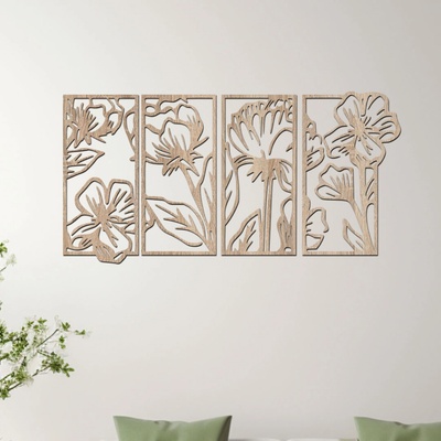 dřevo života 4 dílný obraz květin - FLORIST Zvolte barvu dekoru: Dub Sonoma, Rozměry (cm): 78x40