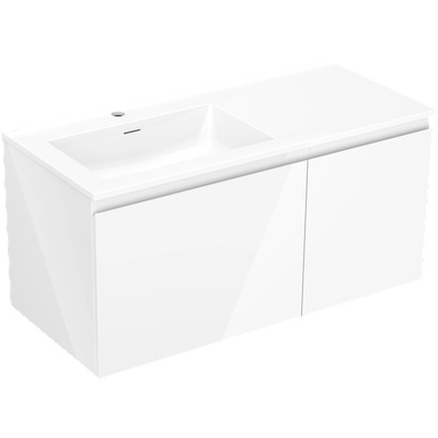 Mexen Orio шкаф за баня 100 см с мивка Otis лява, 1S, 1D, бял гланц - 91A13-10047-3-BBFF00-W18L00 (91A13-10047-3-BBFF00-W18L00)