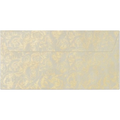 Dopisní obálka DL s motivem zlatých růží v barvě ivory 120g/m2