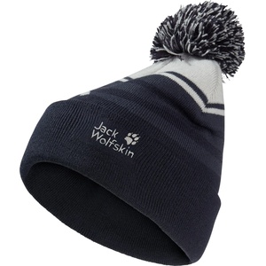 Jack Wolfskin Детска зимна шапка (beanie) Jack Wolfskin Kid's Stripy Pompom Beanie - Dark Navy - размер 49-50 cm (904-4233-0212)