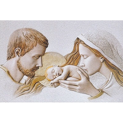 Obraz na dreve: Svätá rodina - relief (15×10)
