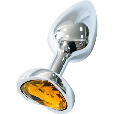 Sunfo - метално анално бижу във формата на сърце със златист камък (сребро)