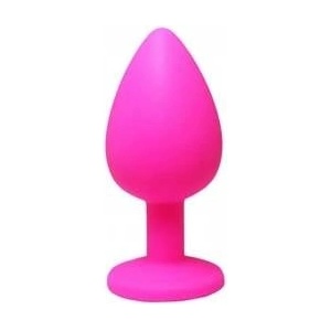 Fantasy by Cottelli Pink large butt plug with white crystal