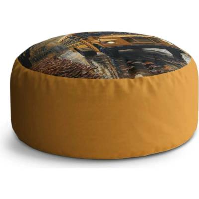 Sablio Taburet Circle Žlutý školní autobus: 38x48 cm
