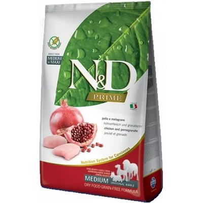 N&D GRAIN FREE PRIME Adult Medium & Maxi - Chicken & Pomegranate - пълноценна храна за кучета в зряла възраст от средни и едри породи над 1 година, с пиле и нар - 2, 5 кг PND0250071