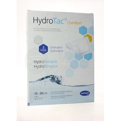HydroTac Comfort Krytie na rany penové hydropolymérové impregnované gélom samolepiace 15 x 20 cm 10 ks