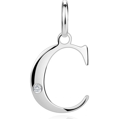 Šperky Eshop Diamantový přívěsek ze stříbra velké písmeno C kulatý briliant X19.11