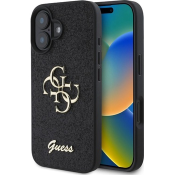 Image 1 of GUESS Гръб Guess PU Fixed Glitter 4G Metal Logo Case за iPhone 16 - Черен