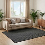 vidaXL Килим ORIZ Черен мрежест модел 200 x 280 cm 100% полиестер (42050336)