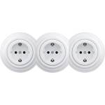 Reblig - Тройна ретро домашна контактна розетка с рамка SCHUKO 230V снежнобяла (RG0153B)
