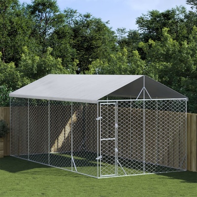 vidaXL Venkovní psí kotec se střechou stříbrný 300 x 600 x 250 cm ocel 9799.3190488