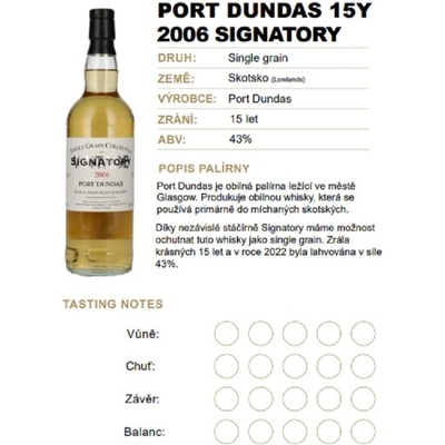 Signatory Vintage Port Dundas 15y 43% 0,04 l (holá láhev)