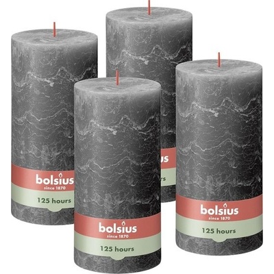 Svíčka Bolsius Rustic Sloupová XXL - Antracitová - 4 kusy - 20 x 10 cm - Dekorativní svíčky do