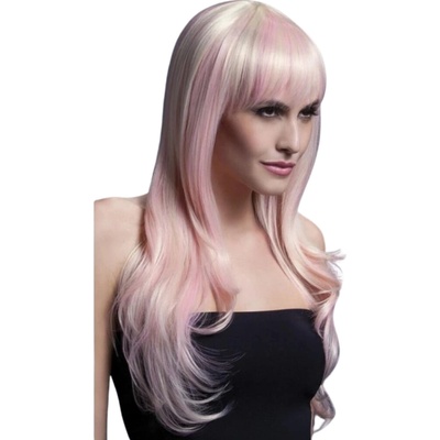 Smiffys.com Paruka Sienna Blond s růžovou