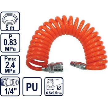 Raider Маркуч за компресор PU ø6.5x9.5мм 5м с бързи връзки 1/4M&F (RD-CH03)