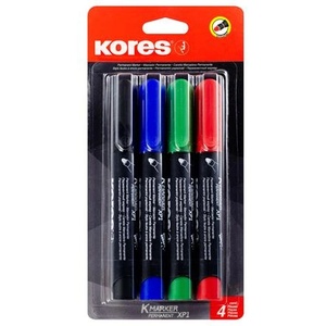 Kores Комплект маркери за алкохол, 3 мм, конични, KORES "ECO K-Marker XP1", 4 различни цвята 20764 (20764)