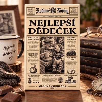 Mediabox dárková mléčná čokoláda Nejlepší dědeček 100 g