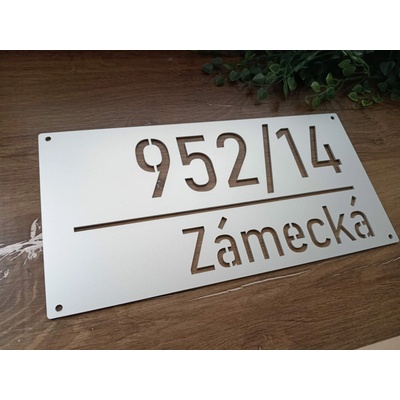 Číslo popisné na plot, vlastní text 20x40cm Stříbrné - Plastová deska (stříbrná RAL 9006) – Zboží Mobilmania