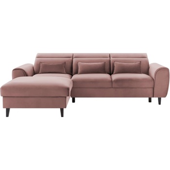 Eltap Розов кадифен разтегателен ъглов диван с място за съхранение (ляв ъгъл) Foble - ELTAP (CO-FOB-LT-24NU)