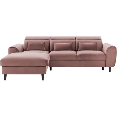 Eltap Розов кадифен разтегателен ъглов диван с място за съхранение (ляв ъгъл) Foble - ELTAP (CO-FOB-LT-24NU)