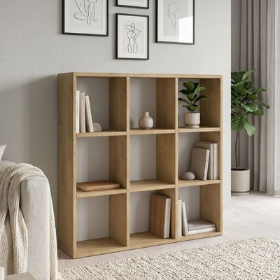 TopMebel Куб меламинов рафт за книги в сапфирен дъбов цвят 90x30x90см