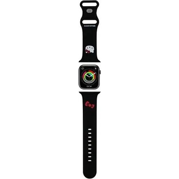 Hello Kitty Каишка Hello Kitty Silicone Kitty Head Strap за Apple Watch 42/44/45/49mm, черна (Hel000058-0)