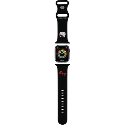 Hello Kitty Каишка Hello Kitty Silicone Kitty Head Strap за Apple Watch 42/44/45/49mm, черна (Hel000058-0)