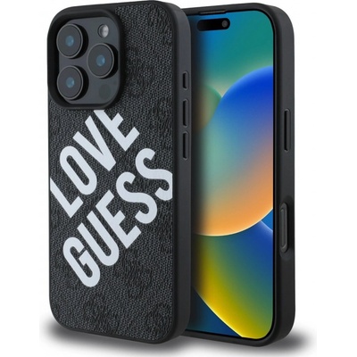 Guess PU Leather 4G Big Love Logo MagSafe kryt pre iPhone 16 Pro Max, čierny 57983122158