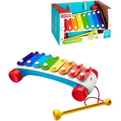 FISHER PRICE Baby xylofon tahací zábavný na kolečkách 8 kláves plast