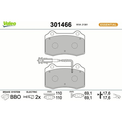 Sada brzdových platničiek kotúčovej brzdy VALEO 301466