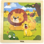 Viga Toys Дървен пъзел Viga Toys - Лъв с лъвче, 9 части (44627) - baby