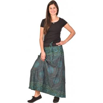 Sanu Babu dlouhá sukně s potiskem Mandal, elastický pas, šňůrka šedá