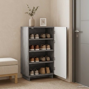 vidaXL Шкаф за обувки 48 x 38 x 87, 5 см Инженерно дърво Сив Сонома (8011672)